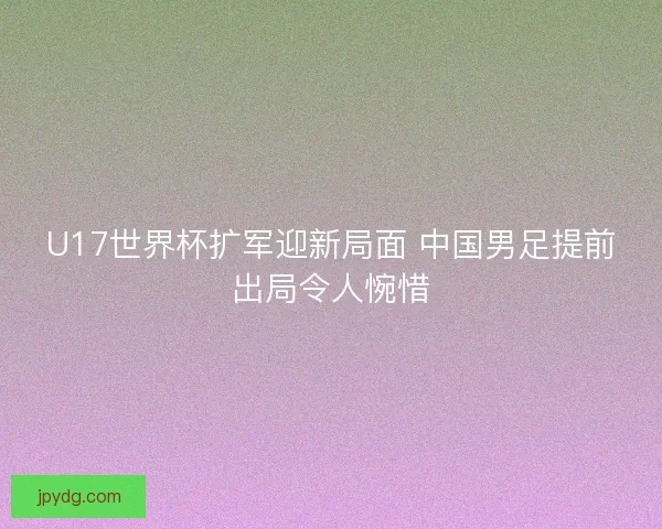 U17世界杯扩军迎新局面 中国男足提前出局令人惋惜